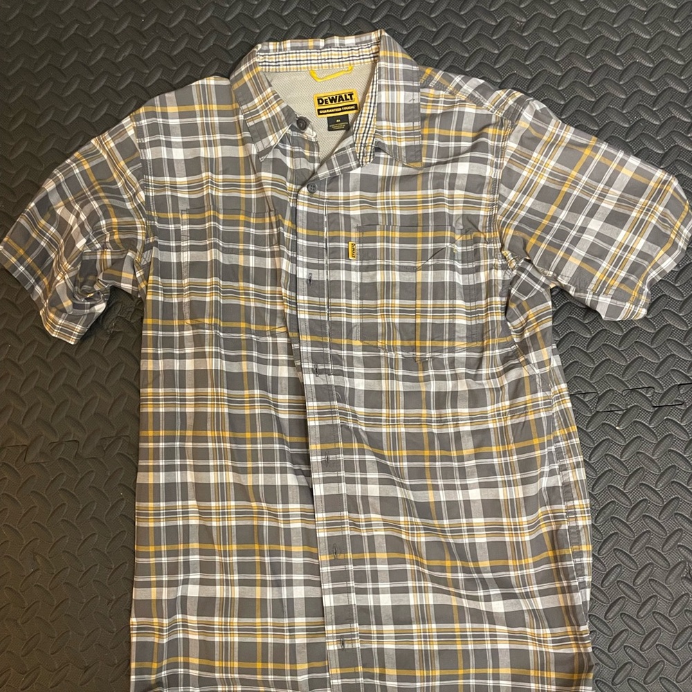 Button down DeWalt plaid shirt. Vented for work or fishing